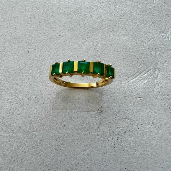 Emerald ring. HALF ETERNITY RINGE 18K YELLOW. - Picture 6 of 14